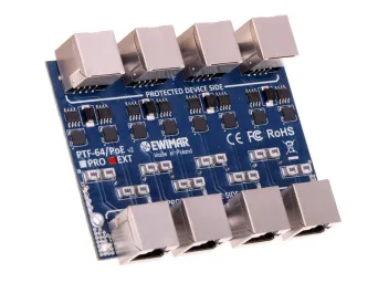 4-channel Gigabit Ethernet surge arrester module, PTF-64-EXT/PoE