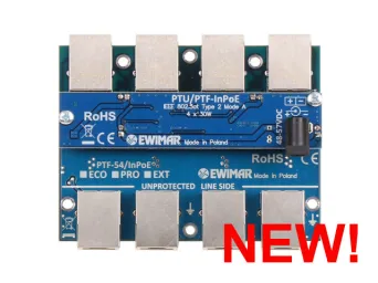 Ethernet Network Security Module with Active PoE Injector, PTF-54-ECO/InPoE/A